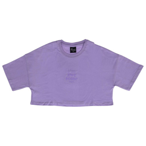 Target Παιδικό σετ Loose Crop Top & Shorts Single Jersey Set ''Awesome''